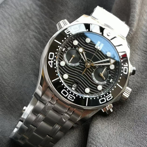 Montre de plongée mécanique de luxe 44 mm, mouvement d'usine 9900, étanche, lunette en céramique noire, chrono 300 m, réserve de marche, montre noire - Product Image 1