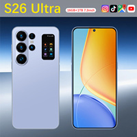 Smartphone S26 Ultra Arabie Saoudite Écran LED 7,3 pouces 90Hz Résolution HD Android 15 16 Go 1 To 108 MP 8800 mAh Deca Core 5G Double SIM