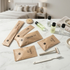 Kit d'articles de toilette biodégradables certifiés FDA pour hôtels, ensembles portables d'hygiène pour voyages et hôtels, kits d'accessoires pour Airbnb - Product Image 5