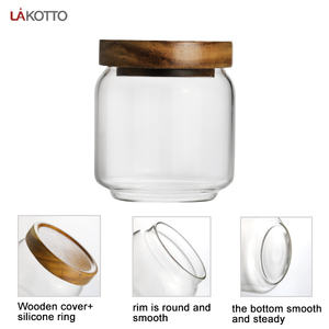 Frascos de Vidrio de Borosilicato de Alta Calidad para Almacenamiento de Alimentos, Frascos Cuadrados y Redondos con Tapas de Madera de Bambú, Venta al por Mayor - Product Image 3