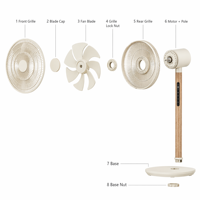 Ventilateur sur pied BLDC de 12 pouces avec télécommande, oscillation à 120 degrés, hauteur réglable, design moderne et minimaliste pour la maison et l'hôtel