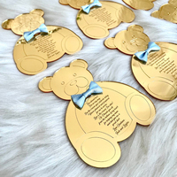 Lujoso 5X7 pulgadas oso espejo dorado acrílico grabado texto menú personalizado regalos de boda tarjetas de menú de papel elegante