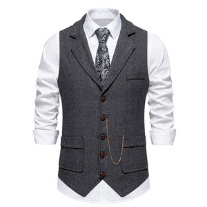 <span class=keywords><strong>Chaleco</strong></span> de traje profesional de moda con <span class=keywords><strong>cuello</strong></span> en <span class=keywords><strong>V</strong></span> de un solo pecho de poliéster/algodón de verano <span class=keywords><strong>para</strong></span> <span class=keywords><strong>hombre</strong></span> - Product Image 3