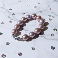 Bracelet en perles d'eau douce baroques Edison violettes naturelles de 12-13 mm pour femmes, prix de gros