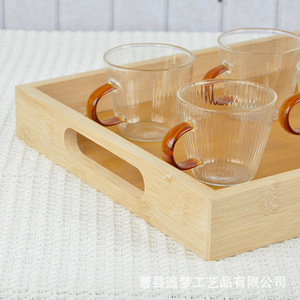Plateau rectangulaire en bois de bambou, plateau de service à thé en bois massif pour la maison et la cuisine - Product Image 3