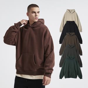 Sudadera con capucha 400 Gsm Logotipo personalizado Hombro caído Polar Fleeced con logotipo bordado personalizado Sudaderas con capucha unisex - Product Image 1