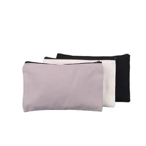 Bán Buôn Eco Friendly 100% Heavy Duty Bông Vải Canvas Trang Điểm Dây Kéo Túi Mỹ Phẩm