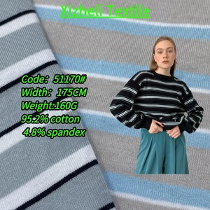 Baumwolle Spandex <span class=keywords><strong>Odell</strong></span> Streifen Umweltfreundlicher Activewear-Stoff Dehnbar Weich Atmungsaktiv T-Shirts Langarm-Oberteile Sweatshirts - Product Image 1