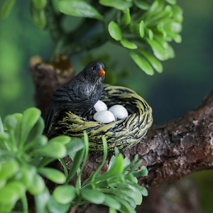Resin Bird Nest Ornament With <b>Eggs</b> Tree Mount Garden Bonsai <b>Decoration</b> Handmade Painted Miniature Landscape Accessory - Product Image 1