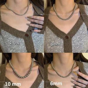 Pearl Necklace Round Ball Shape Everyday Wear Women's Jewelry Simple Versatile Design Jinhua Origin - Product Image 3