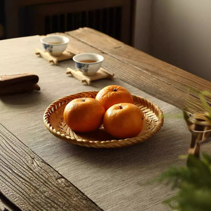 Ensemble de plateaux à fruits en bambou tressé, petits, moyens et grands, ronds, pour servir des collations, des fruits secs, du pain, des petits pains, des graines de melon, origine Anji - Product Image 2