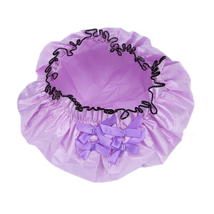 Bonnet de douche en satin bleu, violet, rose, épaissi, pour adultes, usage hygiénique - Product Image 4