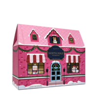 Emballage de calendrier de l'avent personnalisé de luxe pour chocolats et bonbons, design maison de Noël, couleur rose, compte à rebours de 24 jours