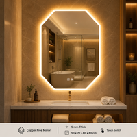 Miroir de maquillage intelligent moderne HX modèle 8366 en argent avec source lumineuse LED, à fixer au mur pour la salle de bain