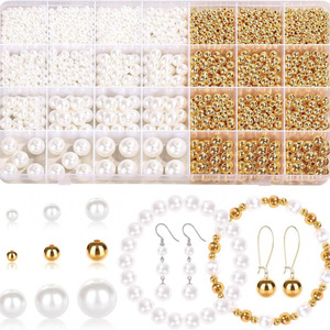 Kit de perles d'imitation 1947 pièces, entretoises rondes pour bracelets, colliers, fournitures de fabrication de bijoux DIY - Product Image 1