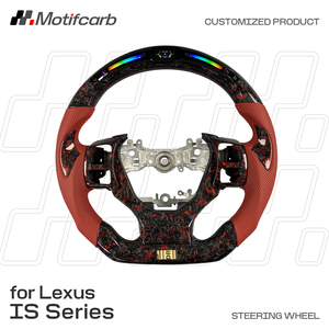 Volante Deportivo Personalizado de Fibra Forjada Roja con Agarres de Cuero Perforado para Lexus IS RC GS 250 300 300h 350 500 F Sport 2013-2025 - Product Image 2