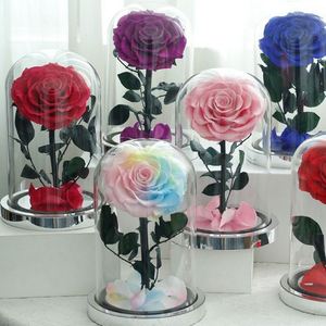 ของขวัญวาเลนไทน์ขายส่ง ดอกกุหลาบคงสภาพ ดอกไม้สบู่ PVC ดอกไม้แห้งในกล่องของขวัญแก้ว - Product Image 3