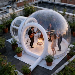 Domo Geodésico de <span class=keywords><strong>Policarbonato</strong></span> Transparente de Lujo, Estructura Inflable de Burbuja para Celebraciones, Bodas, Fiestas, Eventos al Aire Libre, Jardín - Product Image 1