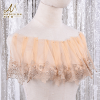 Dentelle en tulle brodée florale en polyester, bordure souple et transparente pour robe de mariée, sous-vêtements et accessoires de couture – Vente en gros