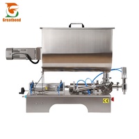 50-1000ml prix usine pneumatique U forme eau beurre d'arachide sauce chili confiture huile d'olive pâte Machine de remplissage avec réservoir de mélange