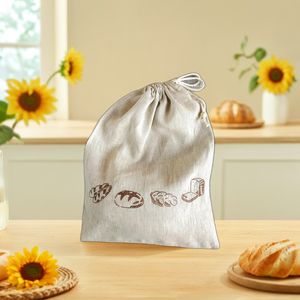 Sac à pain réutilisable en coton et <span class=keywords><strong>lin</strong></span> personnalisé, grande capacité, sac de rangement pour sandwichs, sac de rangement pour aliments, lavable, portable, sac d'emballage pour collations de cuisine - Product Image 4