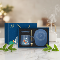 Ensemble de tasses à café en céramique avec logo personnalisé, chauffe-tasse à sublimation 55 degrés, coffret cadeau souvenir pour la Saint-Valentin, mariage ou entreprise