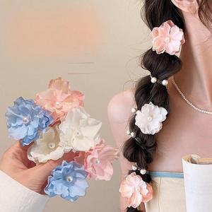 Vente en gros d'attaches élastiques à cheveux pour filles avec fleur pour cheveux pour femmes - Product Image 1
