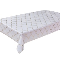 Housse de table carrée en PVC gris neutre de luxe avec texture triangulaire 3D, impression personnalisée, taille et couleur au choix, imperméable, anti-taches, écologique, moderne