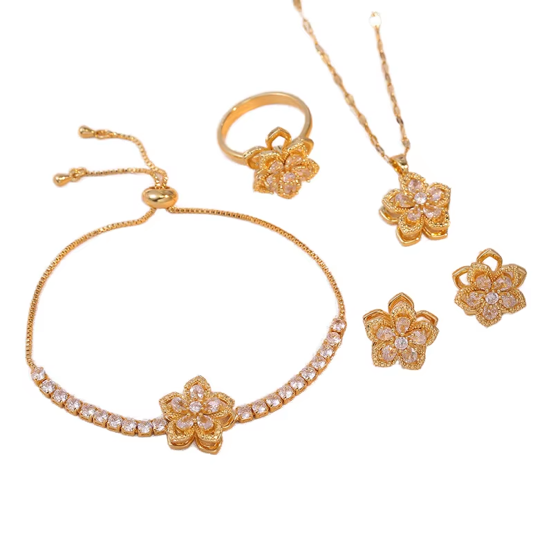 White bauhinia zircon set