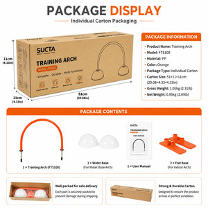 Juego de 5 arcos portátiles y duraderos de PP para entrenamiento de fútbol, estacas de suelo, bases interiores, rellenas de agua, para agilidad y dominio del balón - Product Image 5