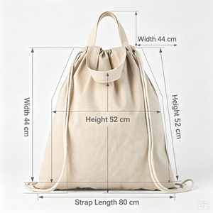 Oversized Large Capacity <b>Canvas</b> <b>Drawstring</b> Sack Backpack, Durable Cotton Storage <b>Bag</b> for Travel Grocery Custom Logo Available - Product Image 2