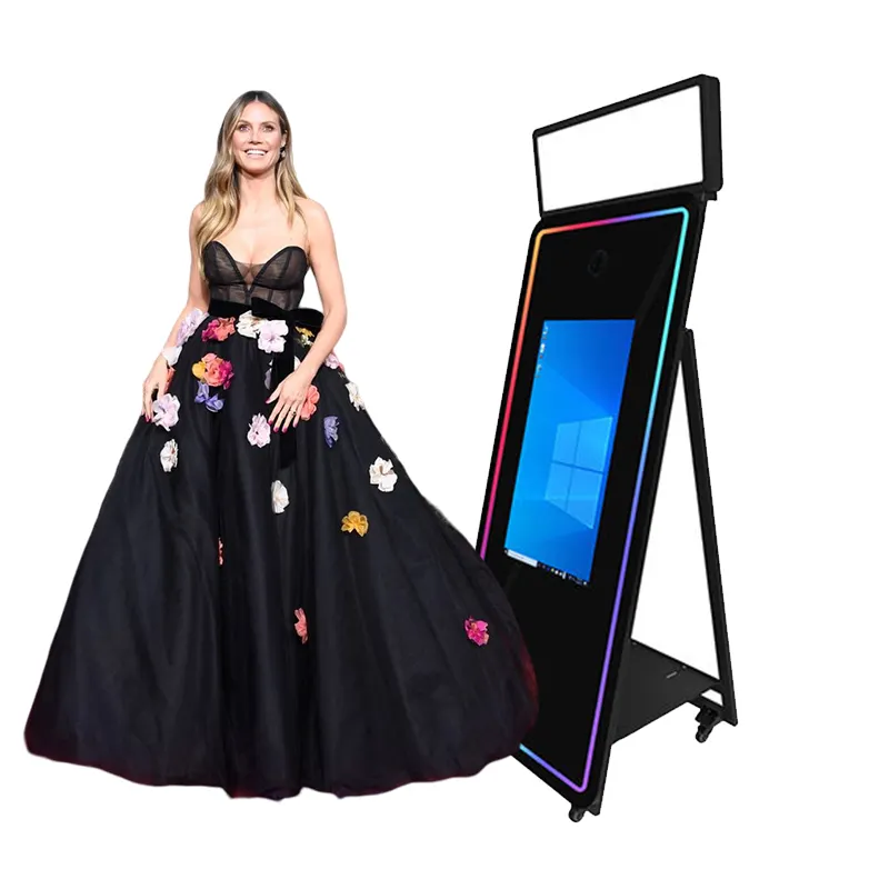 Nguồn cung cấp bên Vòng Ma thuật gương Photo Booth màn hình cảm ứng Selfie photobooth gương video Booth với máy ảnh và máy in