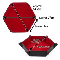 Plateau à dés hexagonal pliable en cuir PU et velours pour jeux de société DND, RPG de table et rangement de bureau