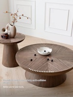 Ensemble de tables basses en bois de noyer antique de luxe, style rétro du milieu du siècle, forme unique, coins arrondis, pour le salon