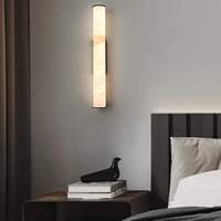 Applique murale verticale LED en cuivre et marbre, lumière chaude, design moderne, télécommande, pour villa, maison, hôtel, chambre