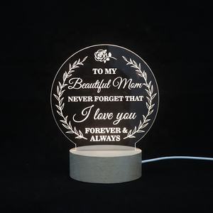 3D 아크릴 맞춤 선물 빛 사용자 정의 Led 램프 USB 메시지 나무 밤 빛 어머니의 날 - Product Image 3