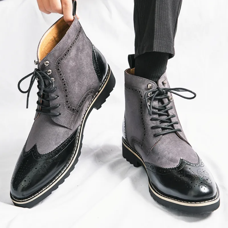 साबर चमड़े अन्य जूते आरामदायक फीता अप टिकाऊ फैशन डिजाइनरों पुरुषों टखने जूते
