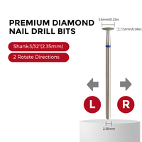 SHUANGJIA Fraise à ongles professionnelle en diamant électroplaqué en acier inoxydable, à tige de 3/32 pouces, en forme de disque pour l'arc et le prétraitement des cuticules