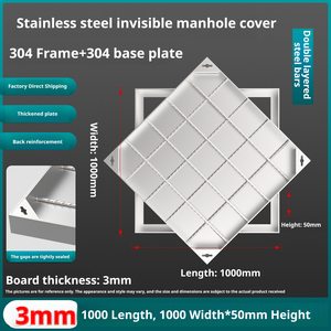Tapa de alcantarilla empotrada de acero inoxidable, robusta y duradera - Product Image 3