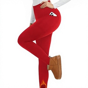 <b>Women</b> High Waist Black <b>Leggings</b> Slim Fit Knitted Cotton <b>Winter</b> Casual Solid Color Breathable Thermal Vintage Crop Pants - Product Image 1