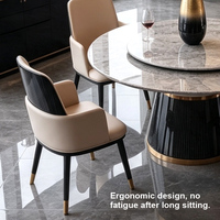 Ensemble de table à manger ronde en marbre de luxe pour projet de villa, mobilier haut de gamme pour restaurant, solution tout-en-un pour manoir