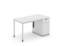 Poste de travail individuel commercial moderne et durable en MDF mélaminé avec trou pour câbles et tiroir latéral verrouillable