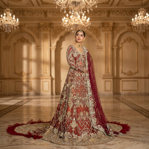 Robes de mariée pakistanaises modernes 2025, longueur ras du sol, avec dos lacé en cristal, broderie à pompons, grandes tailles, motif floral - Product Image 2