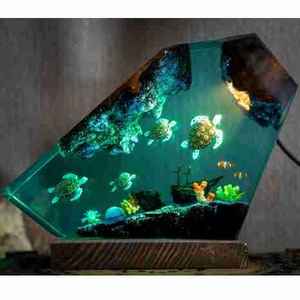 Adorno Luminoso de Resina Marina con Forma de Tortuga Marina y Naufragio, Decoración de Ecosistema Oceánico con Luz LED y Pez Payaso para Regalo Coleccionable - Product Image 5