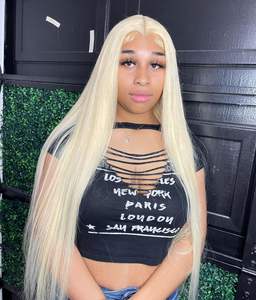 613 faisceau de tissage de cheveux humains brésiliens avec os frontal extensions de cheveux humains droits 100% faisceaux de cheveux blonds 613 naturels - Product Image 1