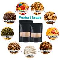 Sacs Doypack Lebei en papier kraft noir, multi-tailles, avec fermeture zip et fenêtre, pour emballage alimentaire