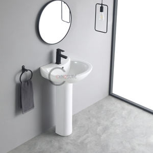 Le designer recommande un lavabo colonne mat nordique au design esthétique raffiné pour une salle de bain de style INS. - Product Image 1