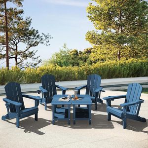 <span class=keywords><strong>Conjunto</strong></span> de Silla Adirondack <span class=keywords><strong>y</strong></span> <span class=keywords><strong>Mesa</strong></span> Auxiliar para Exteriores - Combinación de Comedor de Madera Sólida Resistente al Agua para Patio <span class=keywords><strong>y</strong></span> Terraza - Product Image 4