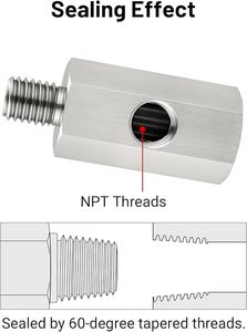 อะแดปเตอร์แปลงจากตัวผู้เป็นตัวเมีย พร้อมพอร์ตเกจ 1/8 นิ้ว NPT, ขนาด NPT BSP เมตริก สำหรับจุดทดสอบไฮดรอลิกและเกจ<span class=keywords><strong>วัด</strong></span>แรงดัน - Product Image 5