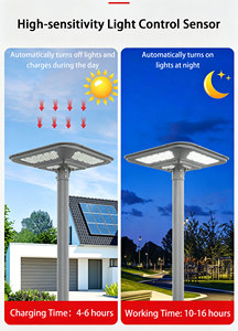 Farola Solar de 200W, 4800LM, Panel Monocristalino de 60W, Batería de 30Ah, Sensor de Movimiento por Radar, Lámpara para Exteriores, Patio, Plaza, 360 Grados - Product Image 3